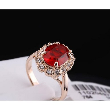 Italina Red Apple 18K Real Gold Plated Ring For Her