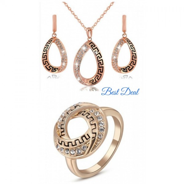 Rose Gold Plated Austrian Crystal Fashion Set For Her