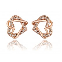 Double Heart Gold Plated Earrings For Her