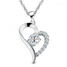 White Gold Plated Heart Shape Pendant