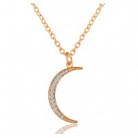 Moon Shaped Gold Plated Necklace For Her