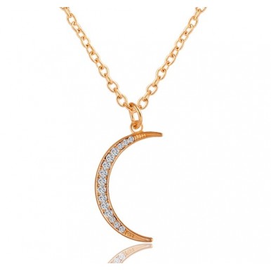Moon Shaped Gold Plated Necklace For Her