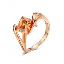 Top Quality Square Orangle Crystal Rose Ring