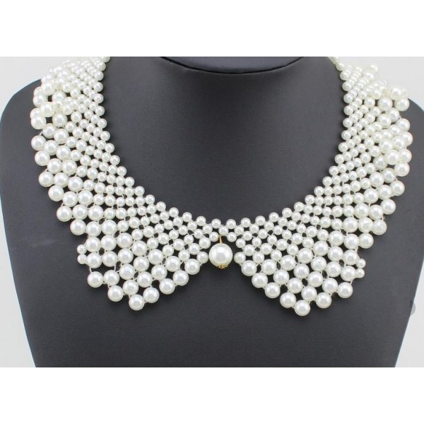 Handmade 42A30 White Pearl Collar Necklace For Her Buyon.pk