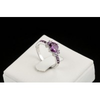 White Gold Plated Fashion Elegant Purple Crystal Ring