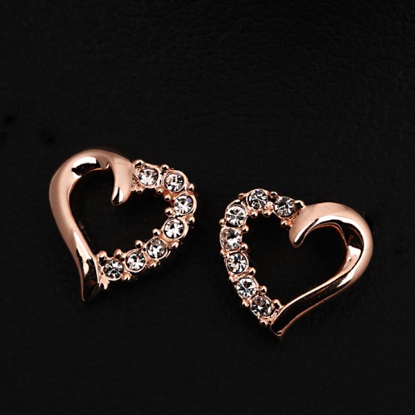 Hollow Heart 18K Rose Gold Plated Earring For Her