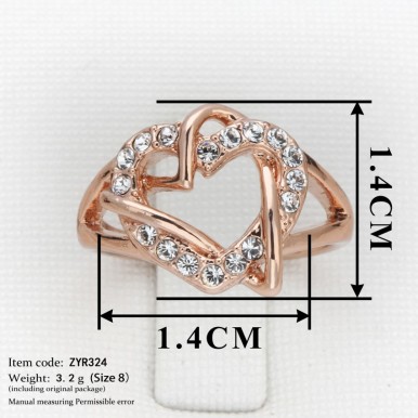 18K Rose Gold Plated Special Gift Ring Austrian Crystal For Her