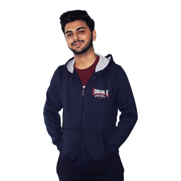 Licensed Unisex Lonsdale Zipped Hoodie Navy Colour