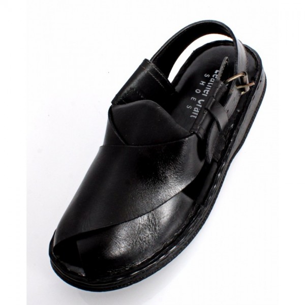 black peshawari chappal