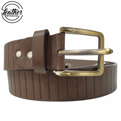 Leather belt for men - Brown Pallet Print