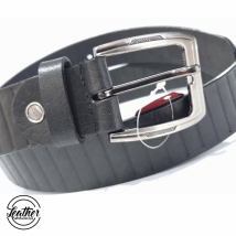 Men Leather Belt - Black Pallet Print