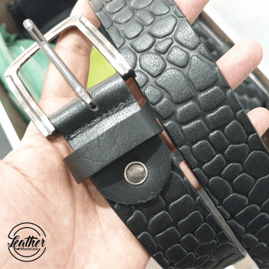 Leather belt for men - Black croco Print