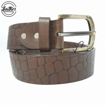Leather belt for men - Brown croco Print