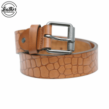 Leather belt for men - TAN croco Print