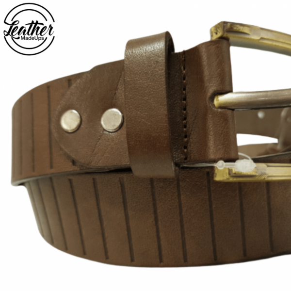Leather belt for men - Brown Pallet Print