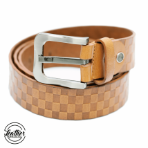 Leather belt for men - Check Print