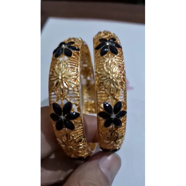 Set of 3 k gold bangles with multicolor and multiple designs - Buyon.pk