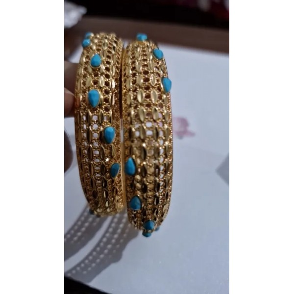 Set of 3 k gold bangles with multicolor and multiple designs - Buyon.pk