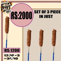 Set of 3 long extendable stainless steel handle brush for solar plates and car cleaning 