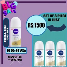 Set of 3 Nivea clean protect with pure alum perspiration roll on in 50 ml