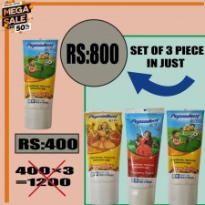Set of 3 pepsodent fruity flavor tooth paste in 80 g