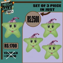 Set of 3 star shape smiley pillow for kids 