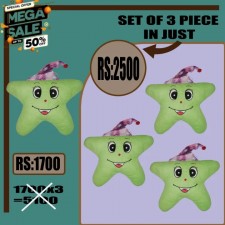 Set of 3 star shape smiley pillow for kids 