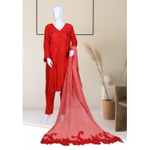 Love Red Floral Color Party Wear Suit For Women