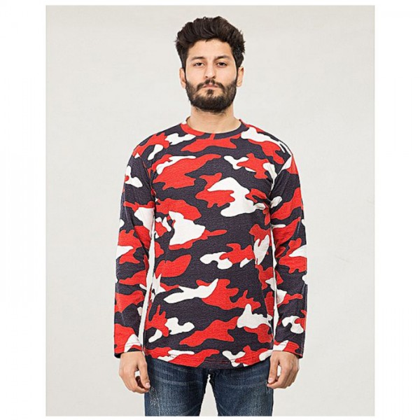 Camouflage T-Shirt for Men in Red Colour