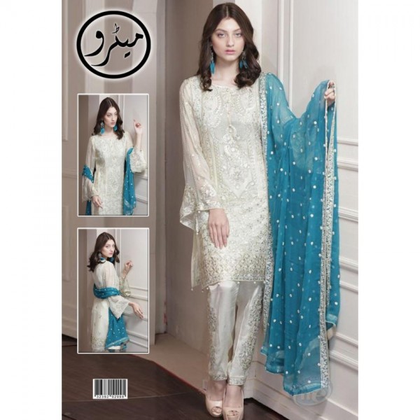 Chiffon Embroidery Unstitched Suit With Chiffon Embroidery Duppata