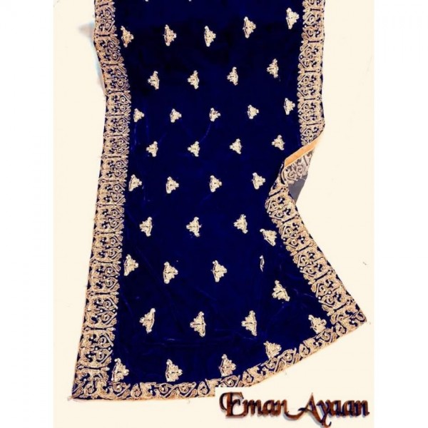 DORI EMBROIDERED SHAWL in Navy Blue Color