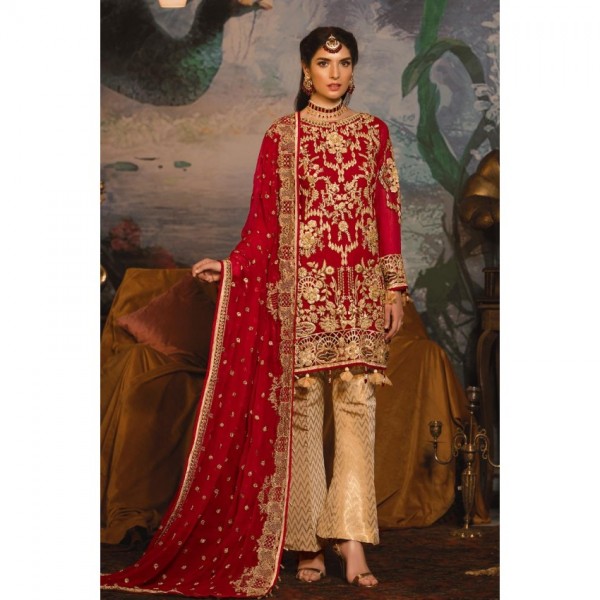 New Collection of Partywear full  Chiffon Embroidery Suit With golden work