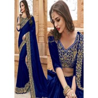 Indian Bridal Saree Wedding Collection Chiffon with Golden Embroidery For Women