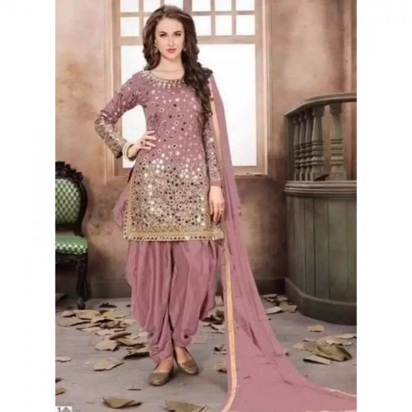 Indian Chiffon Suit Full Embroidred Mirror Work and Silk Trouser With Chiffon Embroidred Dupatta