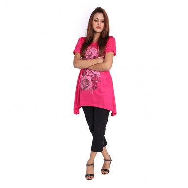 PINK FLORAL PRINT TOP FOR WOMEN