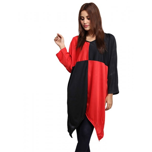 RED BLACK LOOSE TOP FOR WOMEN