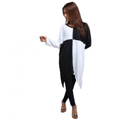 WHITE  BLACK LOOSE TOP FOR WOMEN