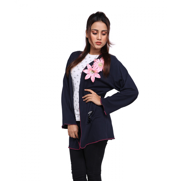 PIXIE PEARL NAVY BLUE CARDIGAN FOR WOMEN