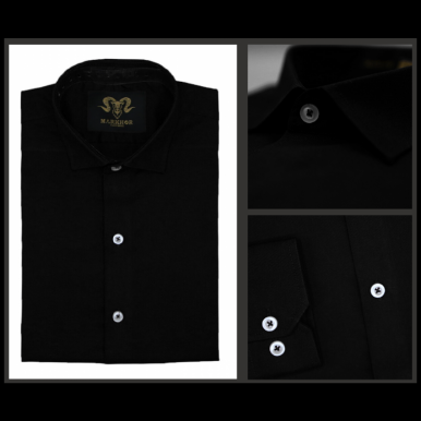 Black Royal Chambray Cotton Slim Fit Formal Shirt For Men 