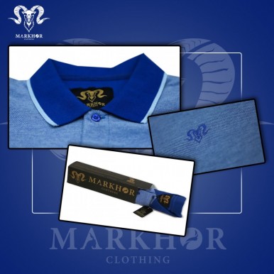 Blue Color Pique Cotton Summer Polo Shirt For Men