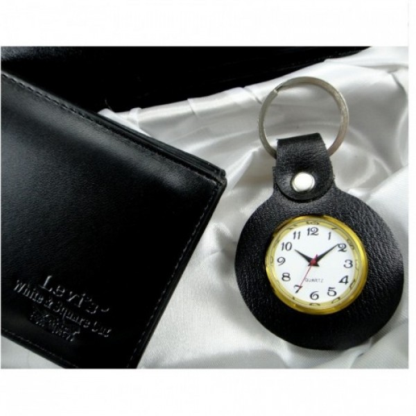 Faux Leather Keychain with Watch