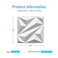 3D Diamond cuts wall panels Pack of (12) With Tape for Interior Wall Décor, PVC Flower Textured Wall Panels for Living Room Lobby Bedroom Hotel Office