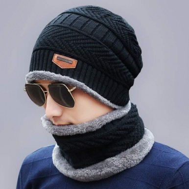 Hot Selling Ski Cap And Scarf Cold Warm Leather Winter Hat For Women Men Knitted Hat Bonnet Warm Cap Skullies Beanies