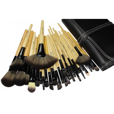 32Piece Bobbi Brown Makeup Brush Set With Leather Pouch