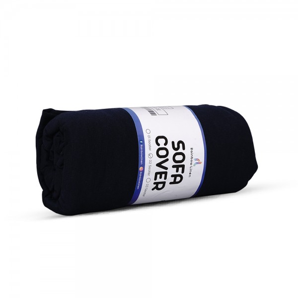 Dark Blue Sofa Cover 4 (2+2) Seater By Rainbow Linen Buyon.pk