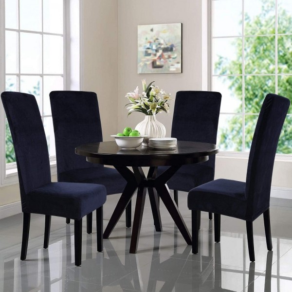Dining Chair Cover Blue Pack Of 4, Cloth Covered Dining Room Chairs