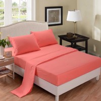 Fitted bed Sheet mattress protector Jersey Stretch Fabric in Coral Single Size