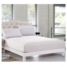 Fitted bed Sheet mattress protector Jersey Stretch Fabric Off White King Size