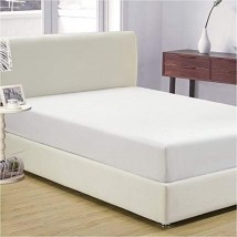 Fitted bed Sheet mattress protector Jersey Stretch Fabric Off White Single Size