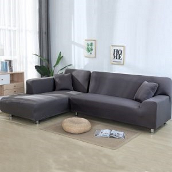 Dark Grey L-Shape Sofa Cover 4 (2+2)